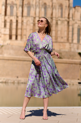 Pistache Swirl midi-jurk